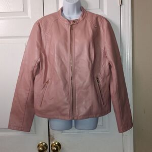 New York Blush Pink pleather  faux leather jacket   Sz XL
